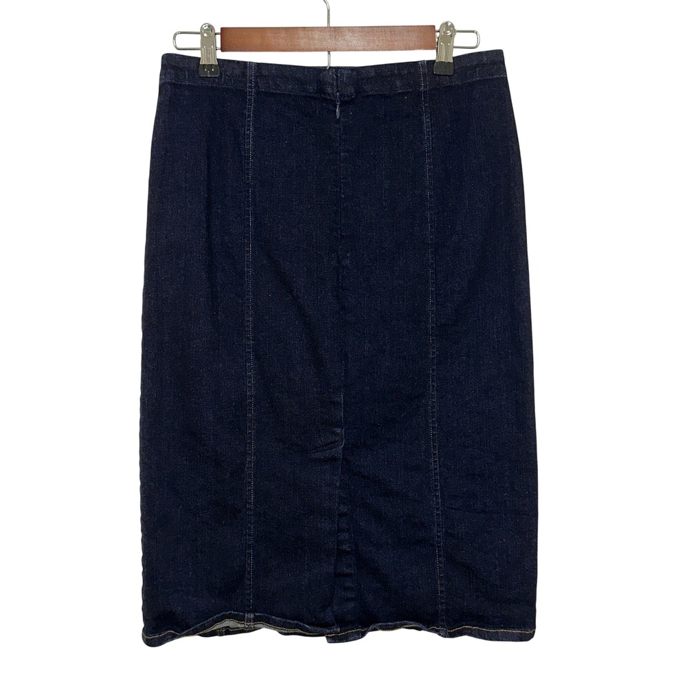 Polo Ralph Lauren Denim Pencil Skirt Womens 8 Blue Zipper Pockets Slit‎ - Picture 3 of 10